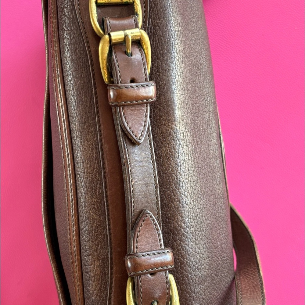 Dooney & Bourke toggle Flap Shoulder Bag AWL Leather USA made Brown Vintage - Picture 7 of 11